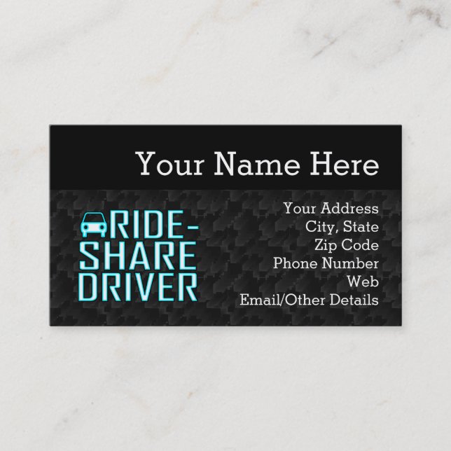 Tarjeta De Visita Conducción de Compartir Viaje Conductor de Uber (Anverso)