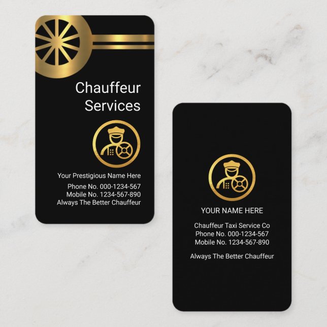 Tarjeta De Visita Conducción en carro de los neumáticos de oro (Anverso / Reverso)