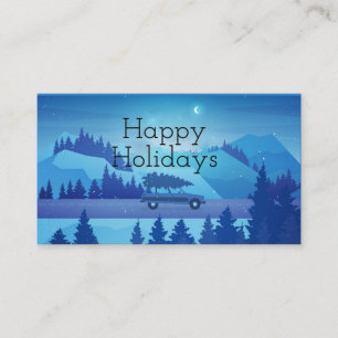 Tarjeta De Visita Conducción por la carretera con un árbol de navida