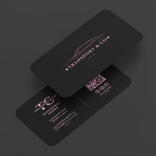 Tarjeta De Visita Conductor de automóvil minimalista chófer rosa neg