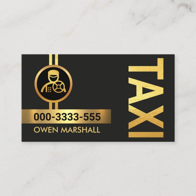 Tarjeta De Visita Conductor De Cab De Líneas De Taxi Oro (Anverso)