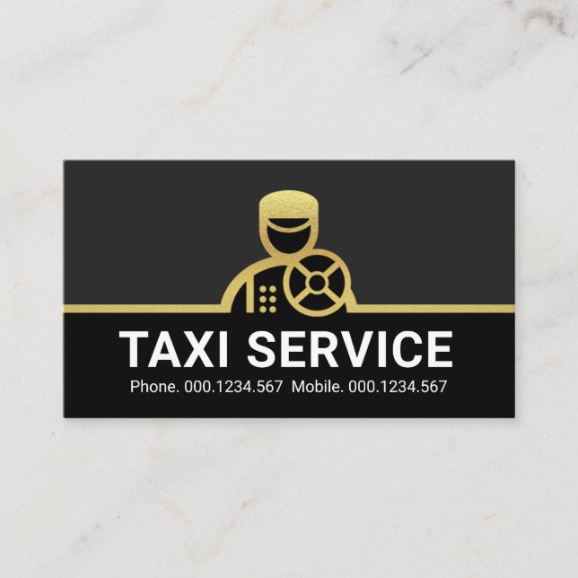 Tarjeta De Visita Conductor de chófer de oro conduciendo (Anverso)