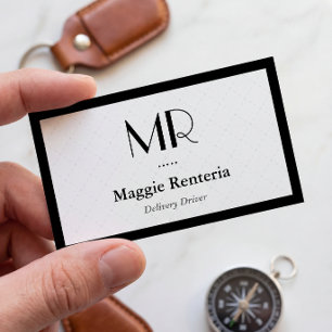 Tarjeta De Visita Conductor de entrega - Monograma elegante y limpio
