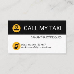 Tarjeta De Visita Conductor de Taxi Amarillo Minimalista
