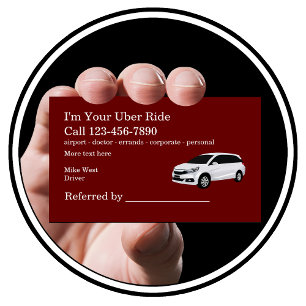 Tarjeta De Visita Conductor de Taxi de Rideshare Referido