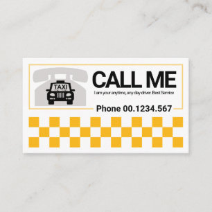 Tarjeta De Visita Conductor de Taxi Motif del teléfono de borde ama