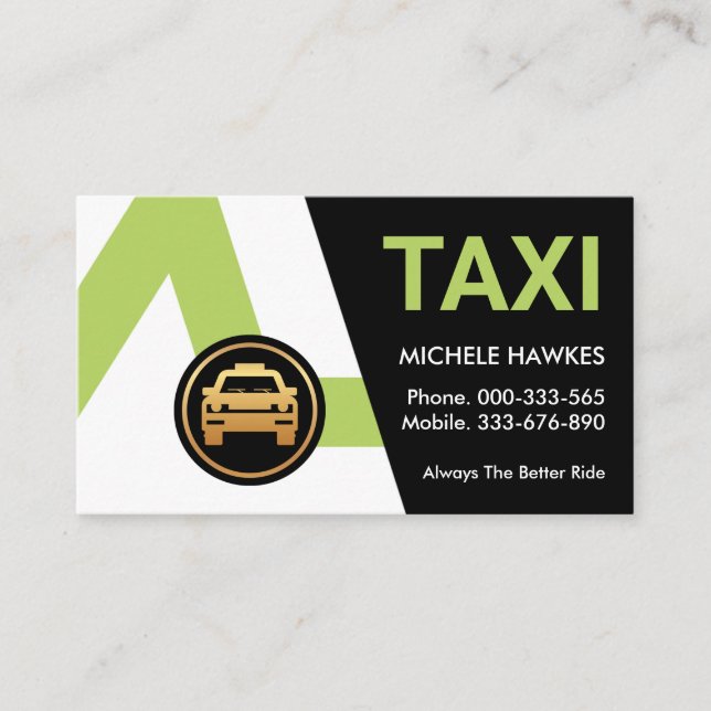Tarjeta De Visita Conductor de taxi verde creativo (Anverso)