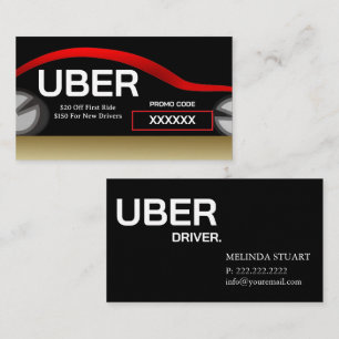 Tarjeta De Visita Conductor de Uber Referido con Borde de Oro Modern