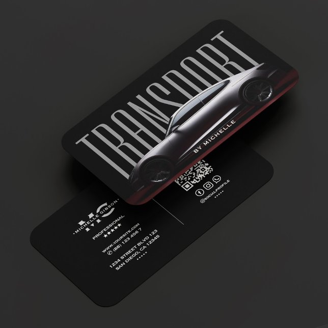 Tarjeta De Visita Conductor del coche Transporte Chauffeur Gris negr (Car Driver Transport Chauffeur Modern Black Grey Business Card
)