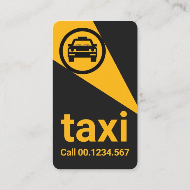 Tarjeta De Visita Conductor del reflector amarillo de los taxis (Anverso)