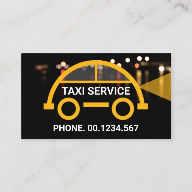 Tarjeta De Visita Conductor del taxi artístico de alumbrado nocturno (Anverso)