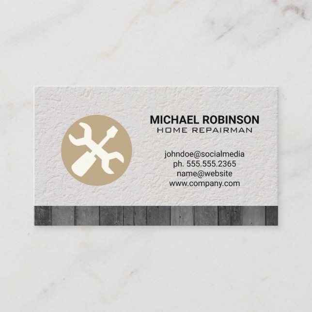 Tarjeta De Visita Conductor del tornillo | Tiras de madera de muros (Anverso)