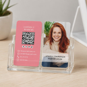 Tarjeta De Visita Conecta Conmigo Código QR Foto Simple Moderna