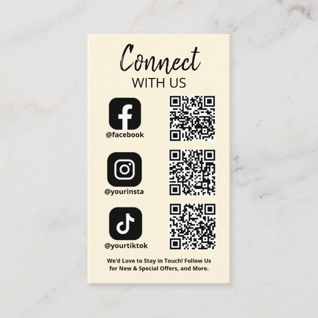 Tarjeta De Visita Conectar con nosotros código QR de Social Media (Anverso)