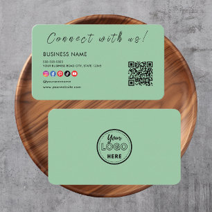 Tarjeta De Visita Conectar con nosotros Código Qr Mint Green