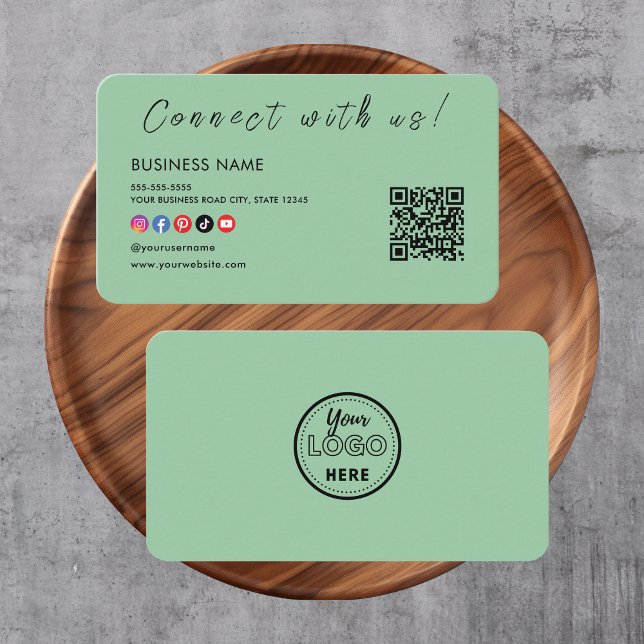 Tarjeta De Visita Conectar con nosotros Código Qr Mint Green (Subido por el creador)