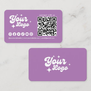 Tarjeta De Visita Conectar Con Nosotros Logo Código Qr Lavanda