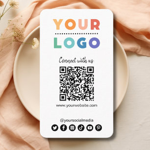 Tarjeta De Visita Conectar con nosotros Social Media QR Code White