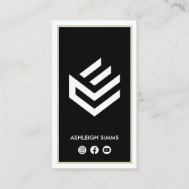 Tarjeta De Visita Conectarse a los medios sociales Black Border Gree