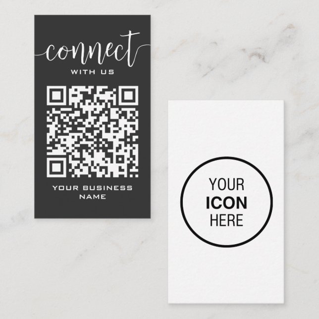 Tarjeta De Visita Conectarse Con El Código Qr De Los Ee.Uu.: Gris os (Anverso / Reverso)