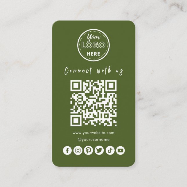 Tarjeta De Visita Conectarse Con Los Medios Sociales QR Código Moss  (Anverso)