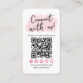 Tarjeta De Visita Conectarse Con Los Medios Sociales Rosados QR Códi