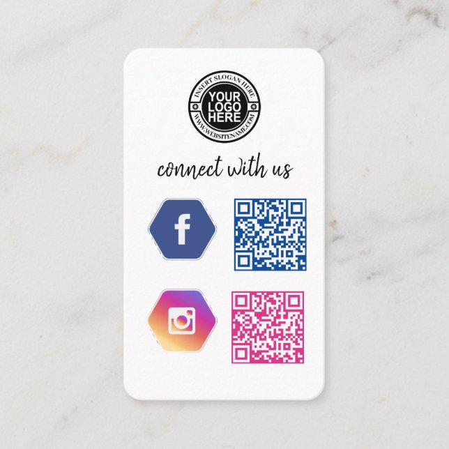 Tarjeta De Visita Conectarse con nosotros | Código QR de medios soci (Anverso)