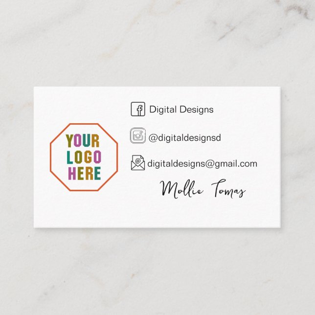 Tarjeta De Visita Conectarse con nosotros en medios sociales usando  (Anverso)