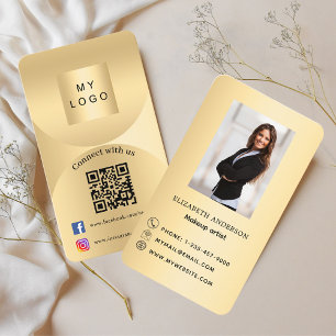 Tarjeta De Visita Conectarse con nosotros foto de oro Código Qr medi