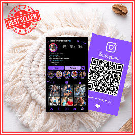 Tarjeta De Visita Conectarse con nosotros Instagram Purple Personal 