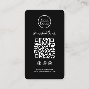 Tarjeta De Visita Conectarse con nosotros   Red social QR Code Black