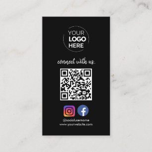 Tarjeta De Visita Conectarse con nosotros Red social QR Code Black