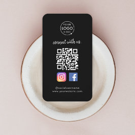 Tarjeta De Visita Conectarse con nosotros | Red social QR Code Black