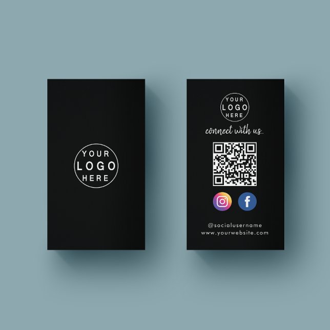 Tarjeta De Visita Conectarse con nosotros | Red social QR Code Black (Subido por el creador)