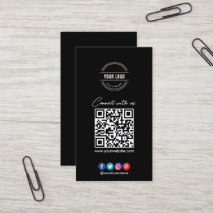 Tarjeta De Visita Conectarse con nosotros   Red social QR Code Black