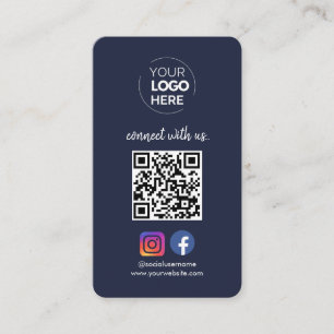 Tarjeta De Visita Conectarse con nosotros   Red social QR Code Navy