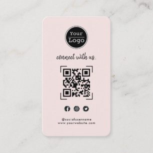 Tarjeta De Visita Conectarse con nosotros   Red social QR Code Pink