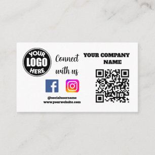 Tarjeta De Visita Conectarse con nosotros   Red social QR Code White