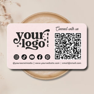 Tarjeta De Visita Conectarse con nosotros Social Media QR Code Pink
