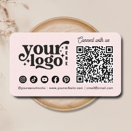 Tarjeta De Visita Conectarse con nosotros Social Media QR Code Pink