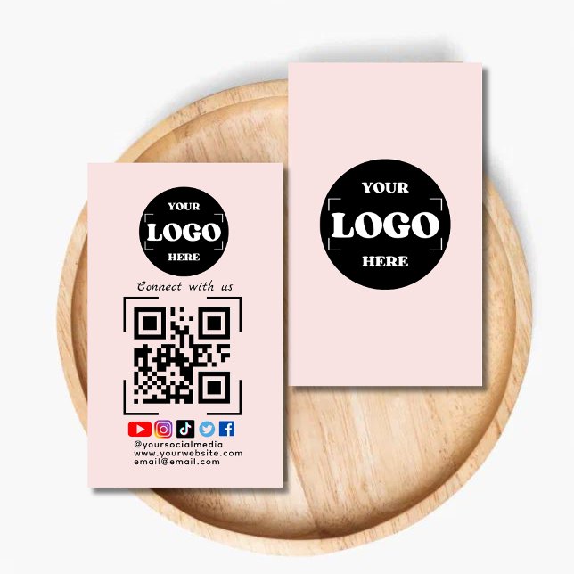 Tarjeta De Visita Conectarse con nosotros Social Media QR Code Pink (Subido por el creador)