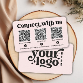 Tarjeta De Visita Conectarse con nosotros Social Media QR Code Pink 