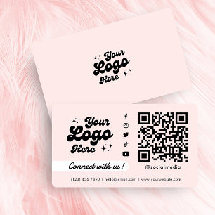 Tarjeta De Visita Conectarse con nosotros Social Media QR Code Pink