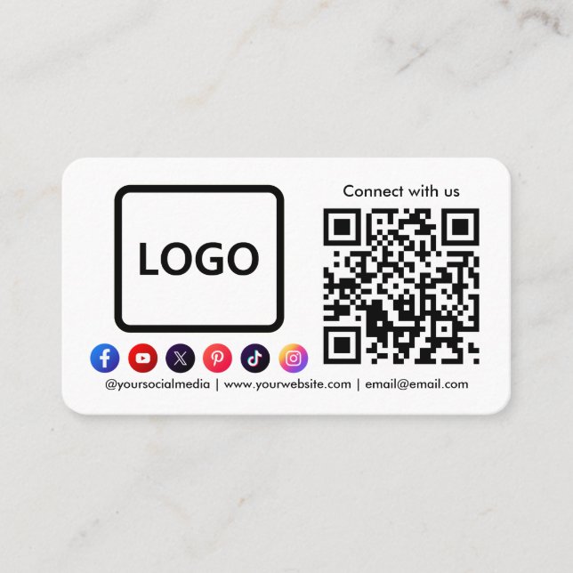 Tarjeta De Visita Conectarse con nosotros Social Media QR Code Trend (Anverso)