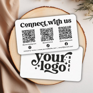 Tarjeta De Visita Conectarse con nosotros Social Media QR White Busi