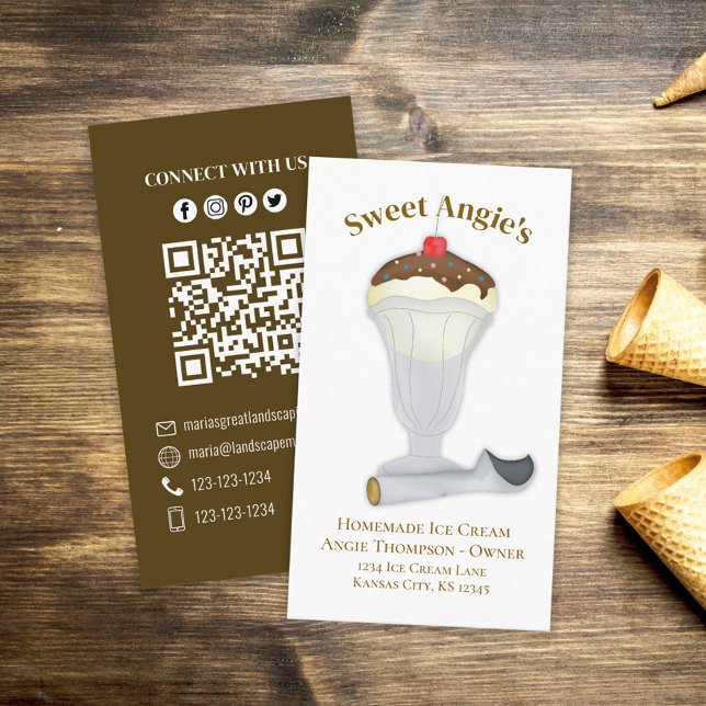 Tarjeta De Visita Conectarse conmigo | Código QR Crema de hielo simp (Subido por el creador)