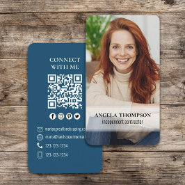 Tarjeta De Visita Conectarse conmigo | Código QR Fotografía moderna 