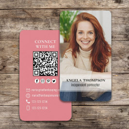 Tarjeta De Visita Conectarse conmigo | Código QR Fotografía moderna 