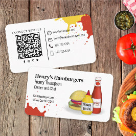 Tarjeta De Visita Conectarse conmigo | Código QR Hamburger simple mo