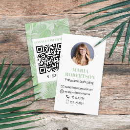 Tarjeta De Visita Conectarse conmigo | Código QR Las hojas de la pal